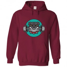 BullDog Cartoon Weightlifting Unisex Classic Kids and Adults Pullover Hoodie							 									 									